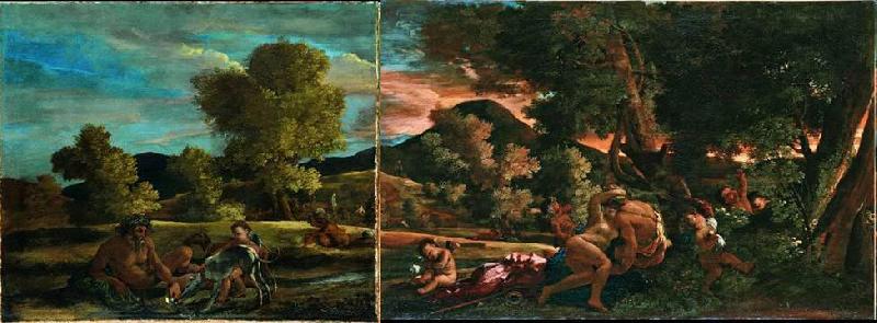 Nicolas Poussin Vue de Grottaferrata avec Venus, Adonis et une divinite fluviale oil painting picture